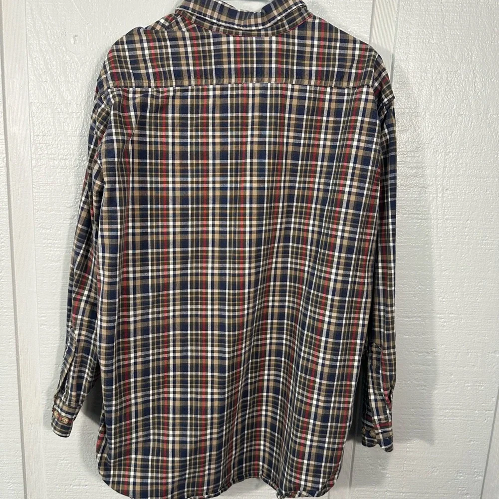 Vintage Carhartt Long Sleeve Button Flannel Shirt Men's Red Plaid Size Large EUC